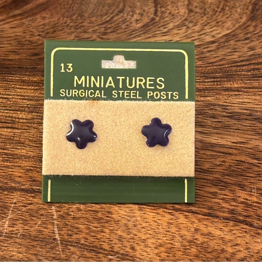 Purple Enamel Star Post Back Earrings